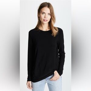 Norma Kamali Black Long Sleeve Jersey Crewneck Top